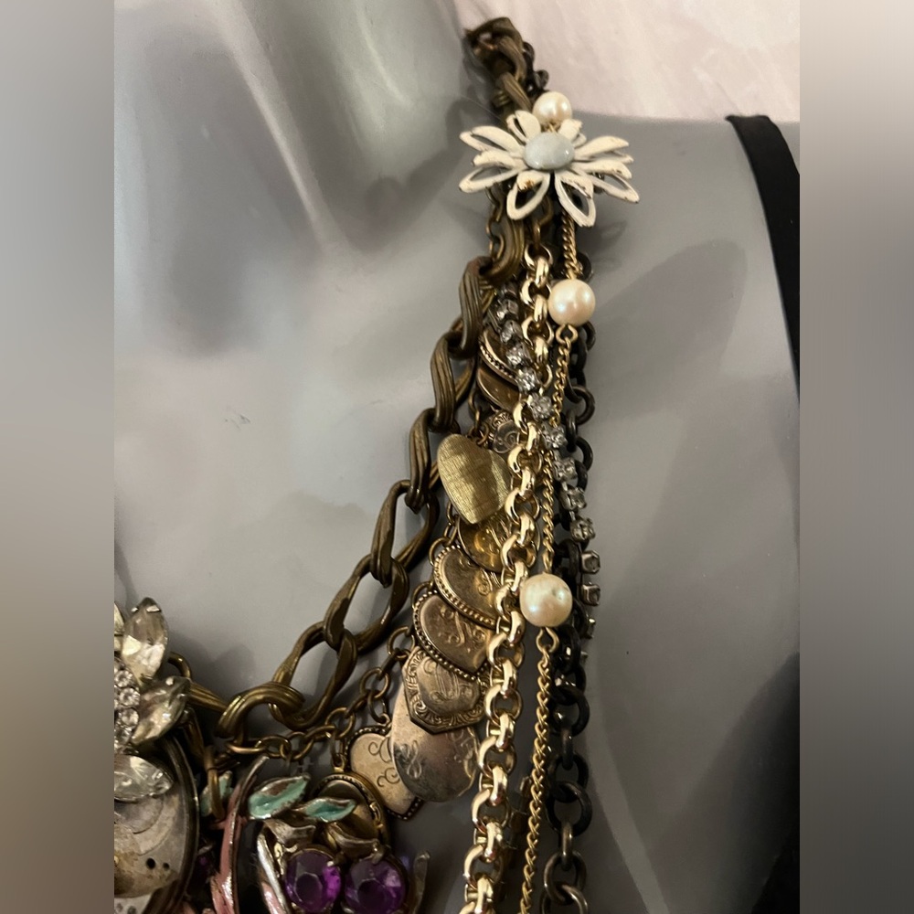Necklace vintage multi chain neckmess style handmade Etsy Artist ONE OF A KIND - Picture 3 of 10